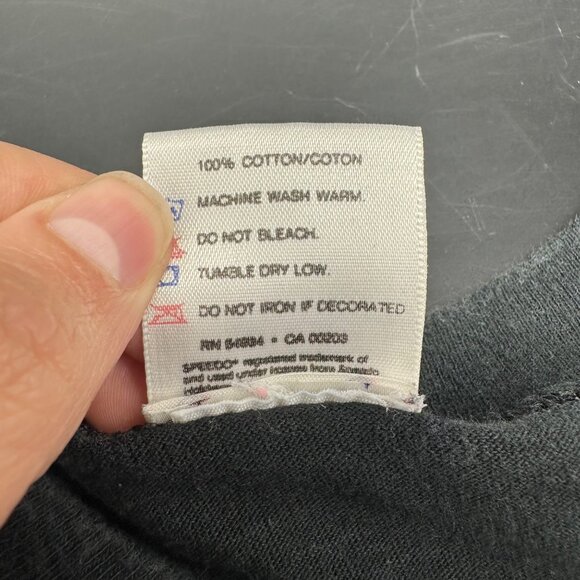 Vintage Speedo T Shirt XL Made In USA Black 1990s Single Stitch Purple Blue - Picture 5 of 10